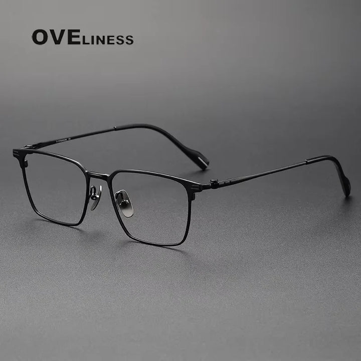 Oveliness Full Rim Square Titanium Acetate Eyeglasses 70801 Full Rim Oveliness black