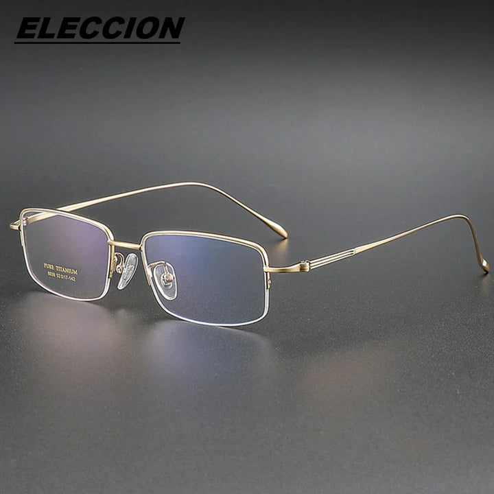 Eleccion Unisex Semi Rim Square Titanium Eyeglasses 8093 Semi Rim Eleccion Gold CHINA