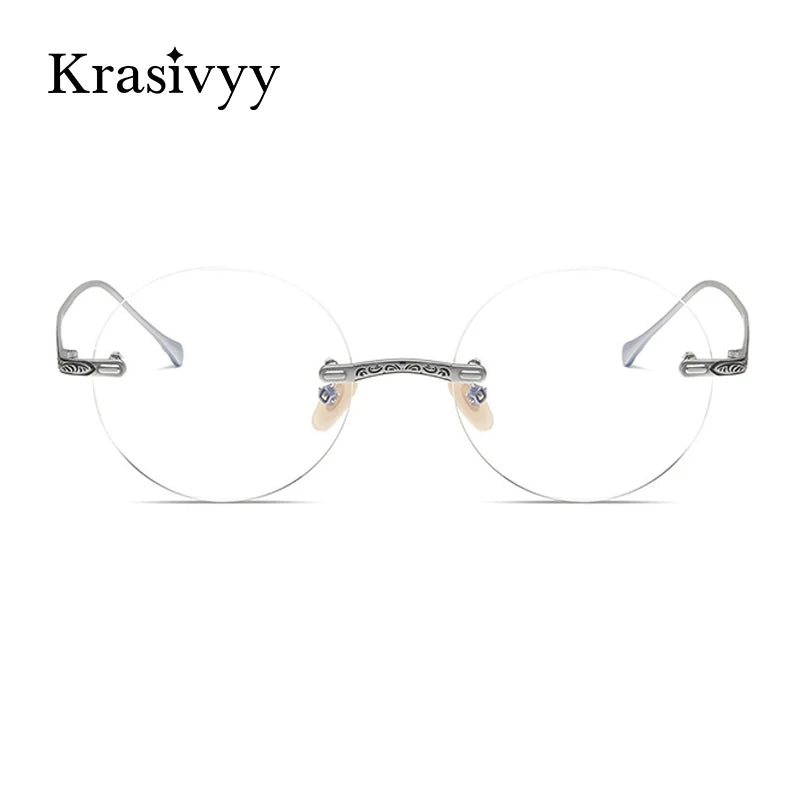 Krasivyy Women's Rimless Oval Round Titanium Eyeglasses 35933