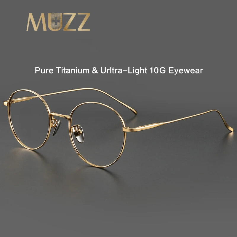 Muzz Unisex Full Rim Round Titanium Eyeglasses M6144 Full Rim Muzz   