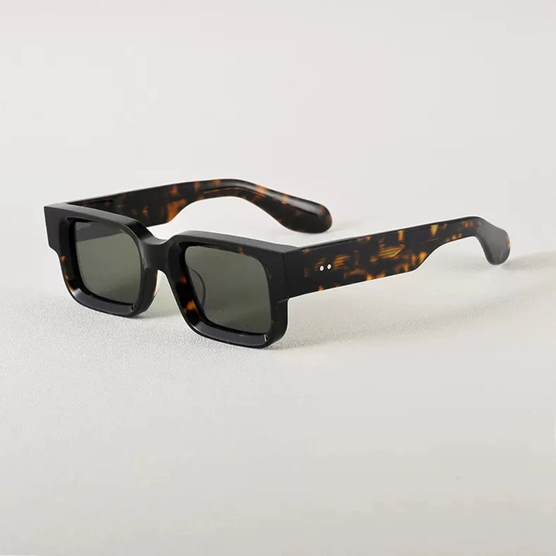 Black Mask Men's Full Rim Square Thick Acetate Polarized Sunglasses M8015 Sunglasses Black Mask Tortoise As Shown 