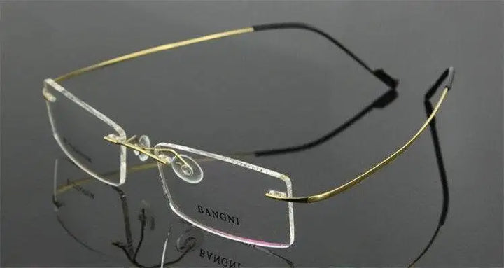 Brightzone Women's Rimless Square Screwless Titanium Eyeglasses 55956 Rimless Brightzone gold