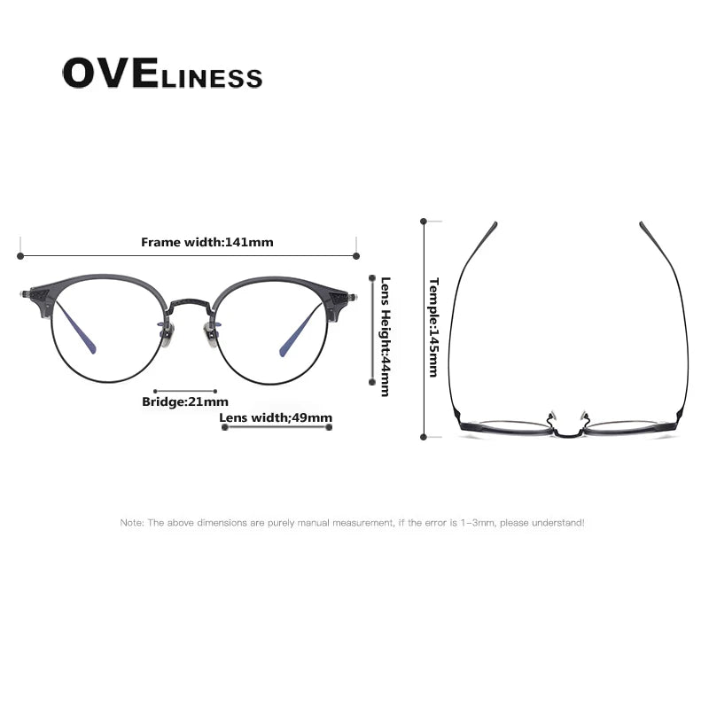 Oveliness Unisex Full Rim Oval Acetate Titanium Eyeglasses 3029 Full Rim Oveliness   