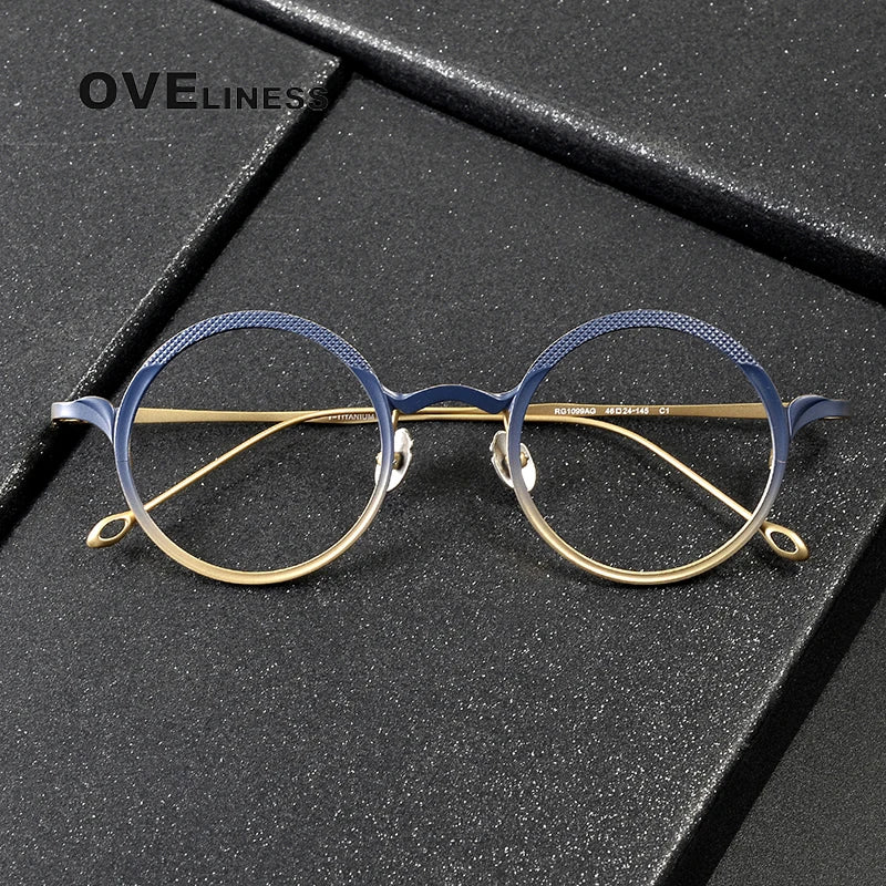 Oveliness Unisex Full Rim Round Titanium Eyeglasses 41099 Full Rim Oveliness