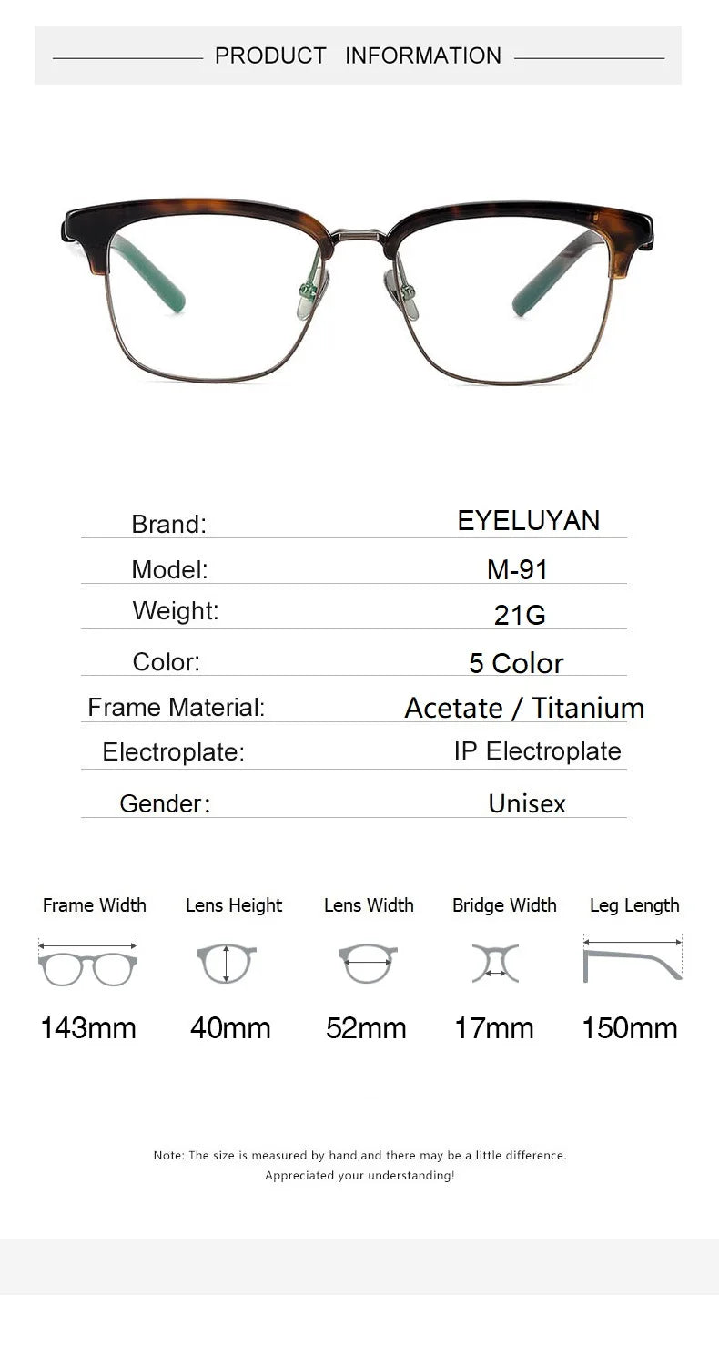 Eleccion Unisex Full Rim Square Titanium Flip Up Eyeglasses 94291