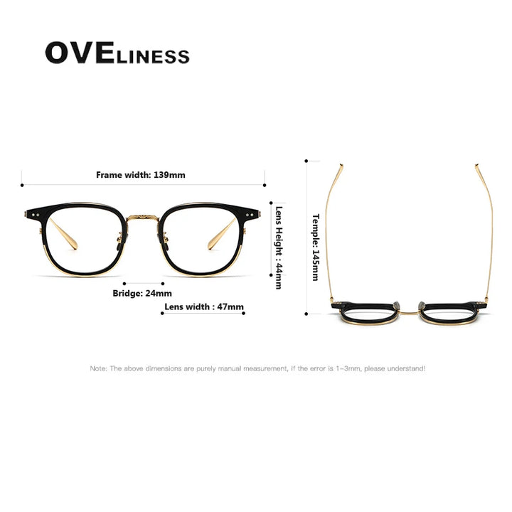 Oveliness Unisex Full Rim Square Acetate Titanium Eyeglasses Og001 Full Rim Oveliness   