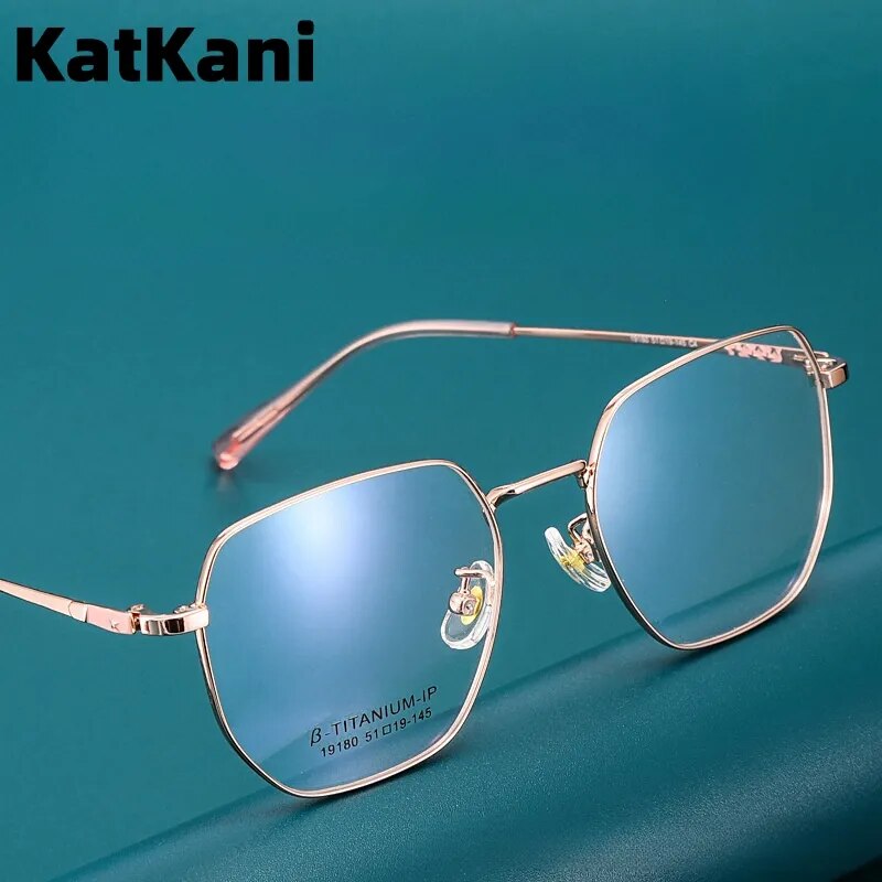 KatKani Unisex Full Rim Polygonal Alloy Eyeglasses 19180 Full Rim KatKani Eyeglasses   