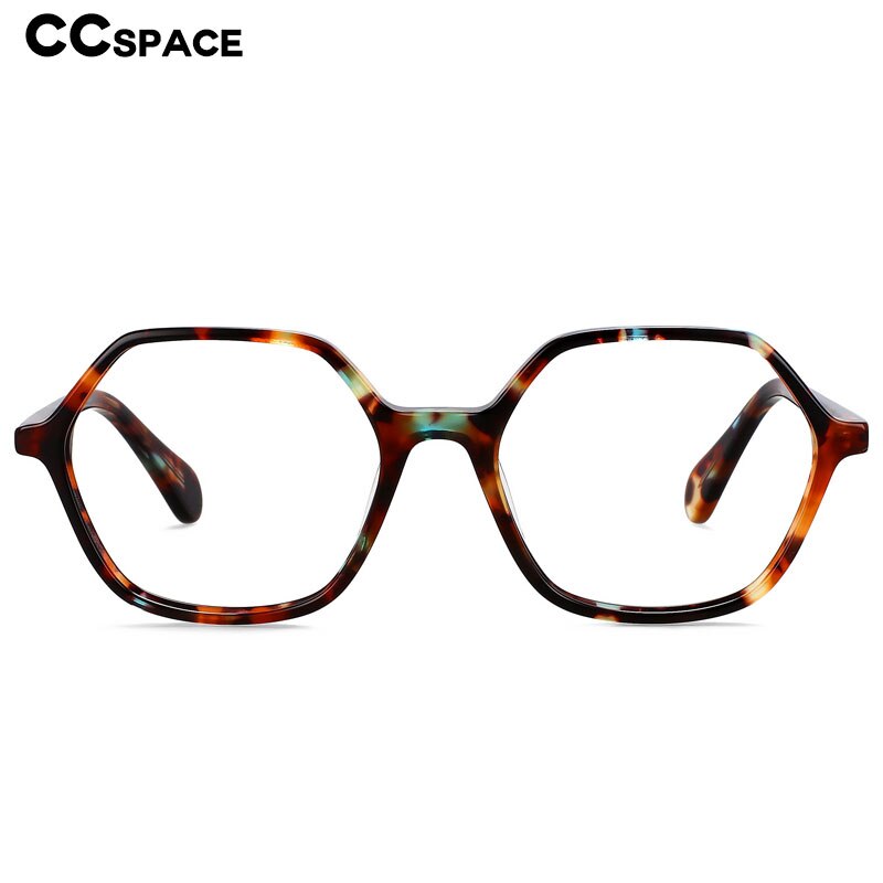CCSpace Unisex Full Rim Polygonal Cat Eye Acetate Eyeglasses 55906 Full Rim CCspace   