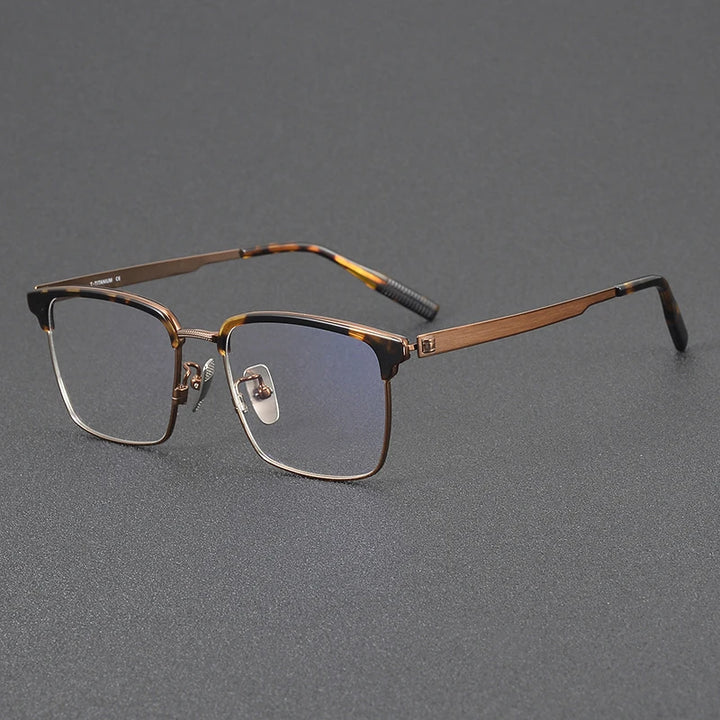 Oveliness Women's Full Rim Square Titanium Eyeglasses 80980 Full Rim Oveliness tortoise bronze  