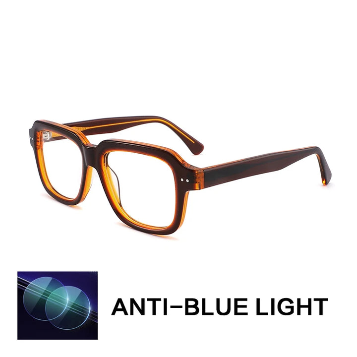 Gatenac Unisex Full Rim Polygon Square Acetate Reading Glasses G2404