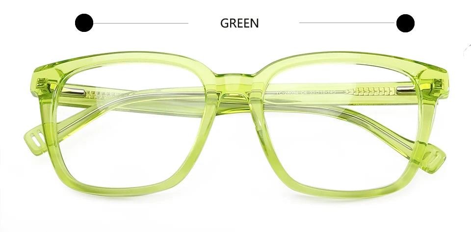 Esnbie Unisex Full Rim Square Acetate Eyeglasses 24054 Full Rim Esnbie Green  