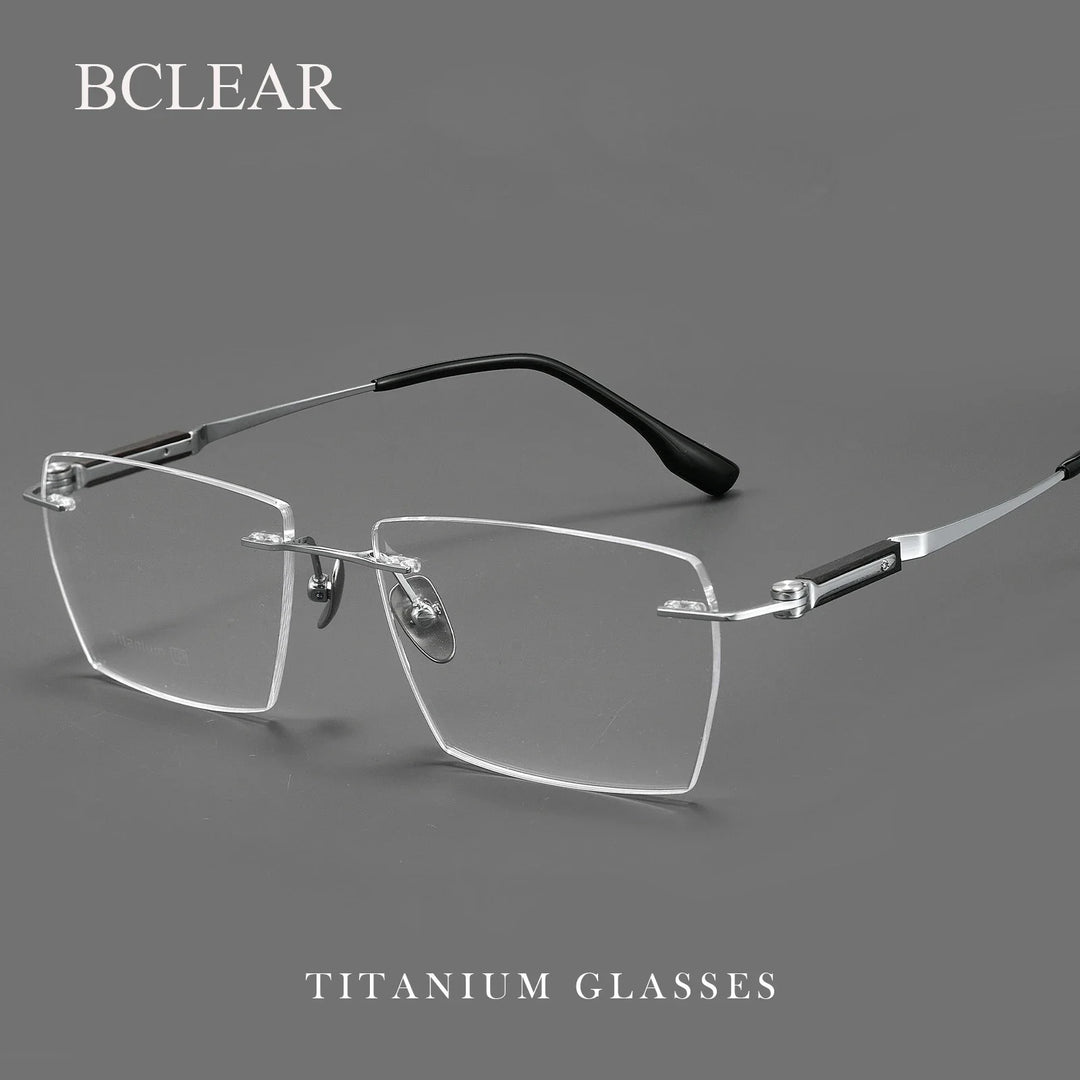 Bclear Men Rimless Square Titanium Eyeglasses BSF-18330T