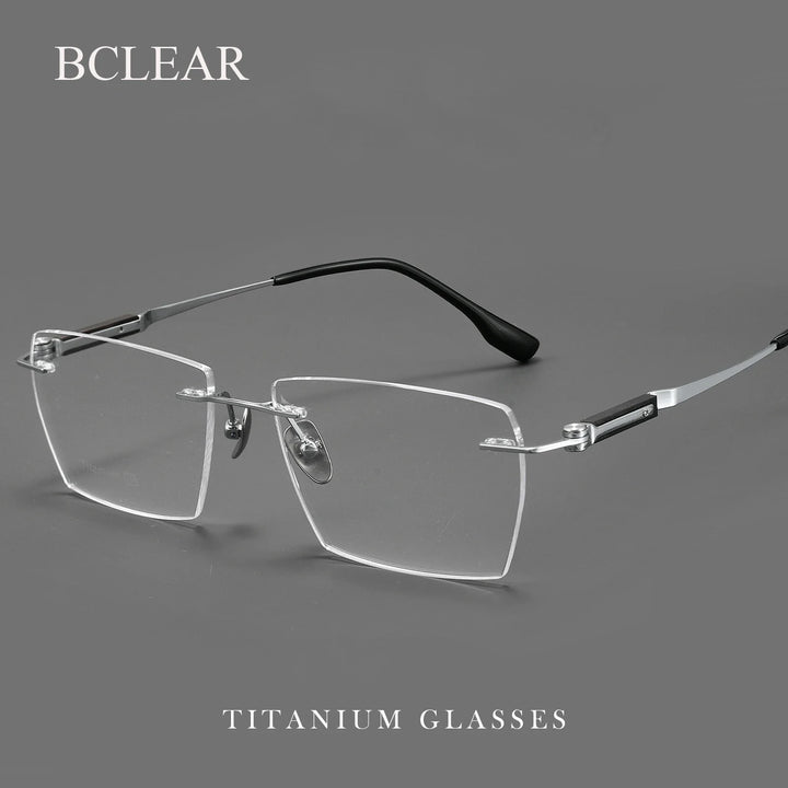 Bclear Men Rimless Square Titanium Eyeglasses BSF-18330T