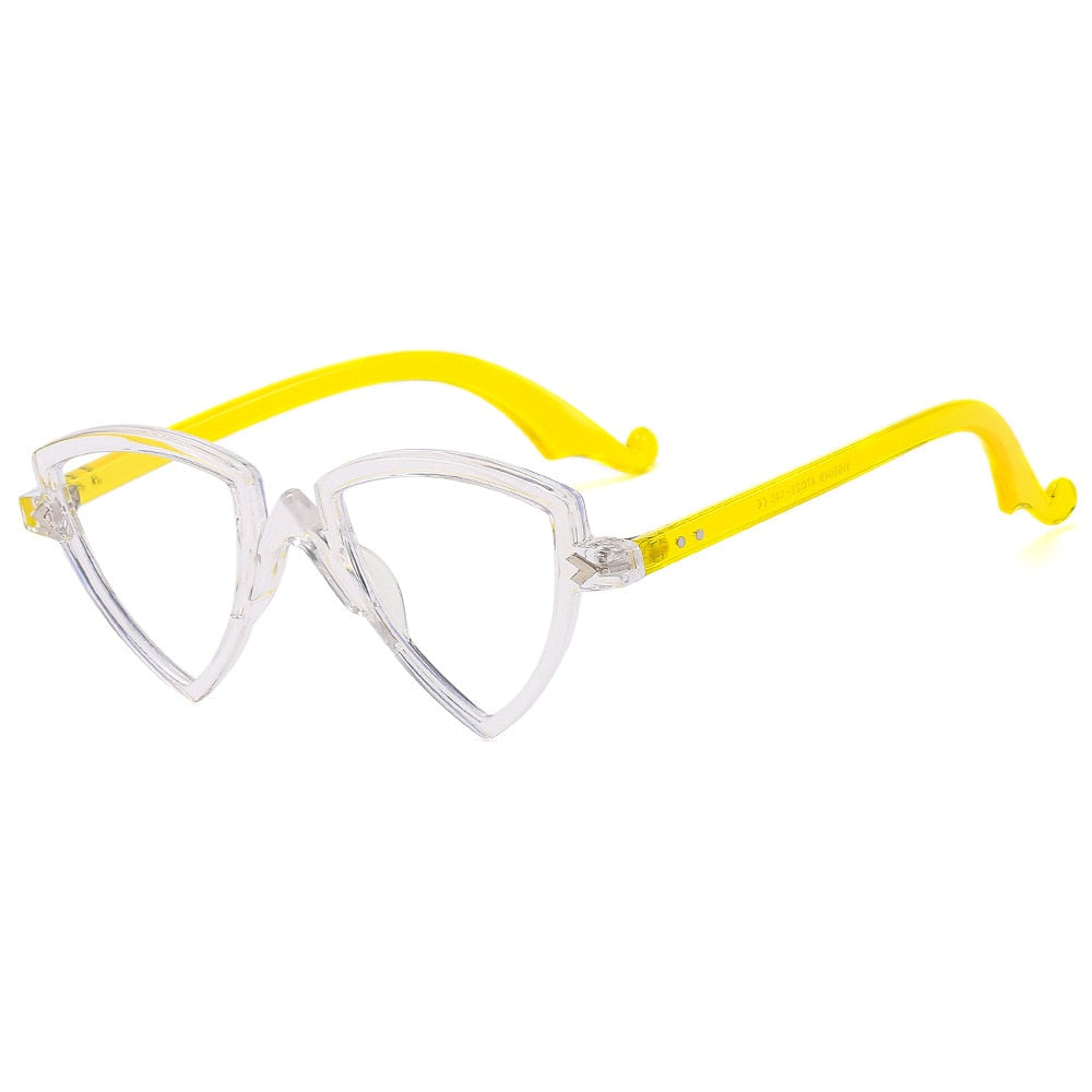 CCspace Women's Full Rim Irregular Triangle Tr 90 Eyeglasses 56405 Full Rim CCspace ClearYellow Beige 