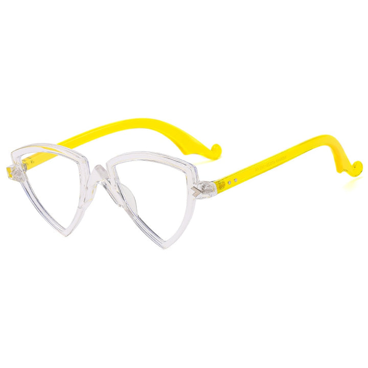 CCspace Women's Full Rim Irregular Triangle Tr 90 Eyeglasses 56405 Full Rim CCspace ClearYellow Beige 