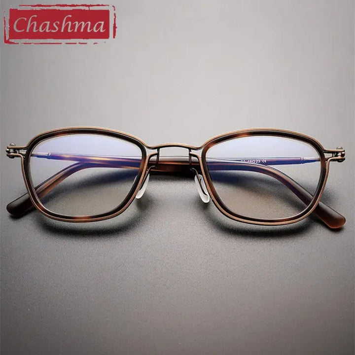 Chashma Ottica Unisex Full Rim Square Acetate Titanium Eyeglasses 795861 FuzWeb