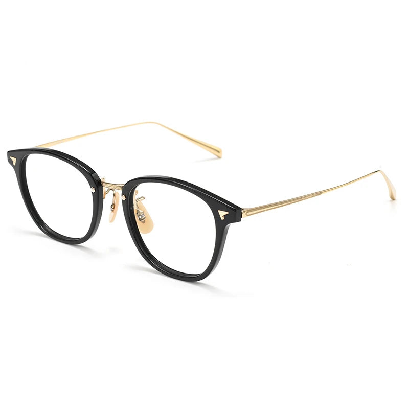 Black Mask Unisex Full Rim Square Titanium Acetate Eyeglasses 366548