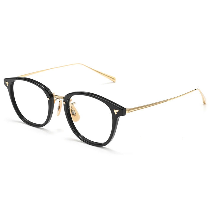 Black Mask Unisex Full Rim Square Titanium Acetate Eyeglasses 366548