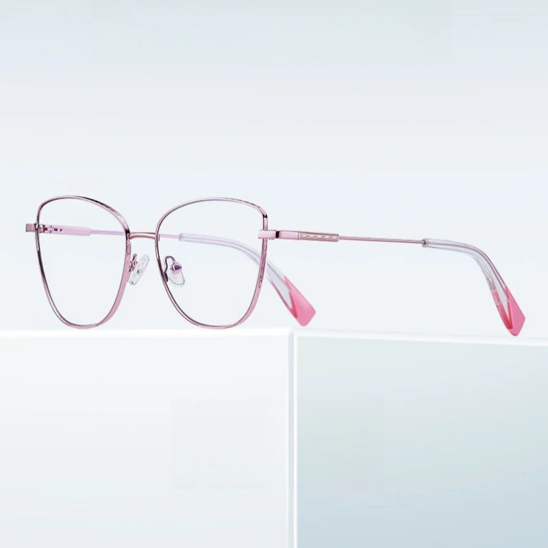 Yimaruili Women's Full Rim Square Cat Eye Alloy Eyeglasses Y3032 Full Rim Yimaruili Eyeglasses   