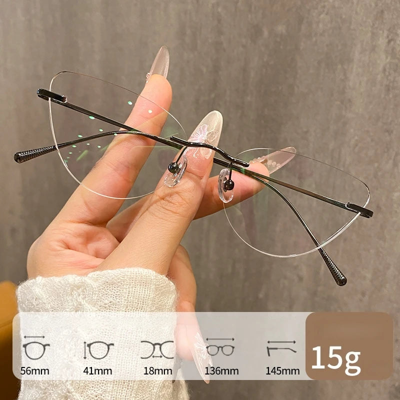 Yimaruili Women's Cat Eye Rimless Cat Eye Titanium Eyeglasses 30944