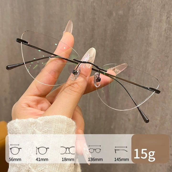 Yimaruili Women's Cat Eye Rimless Cat Eye Titanium Eyeglasses 30944