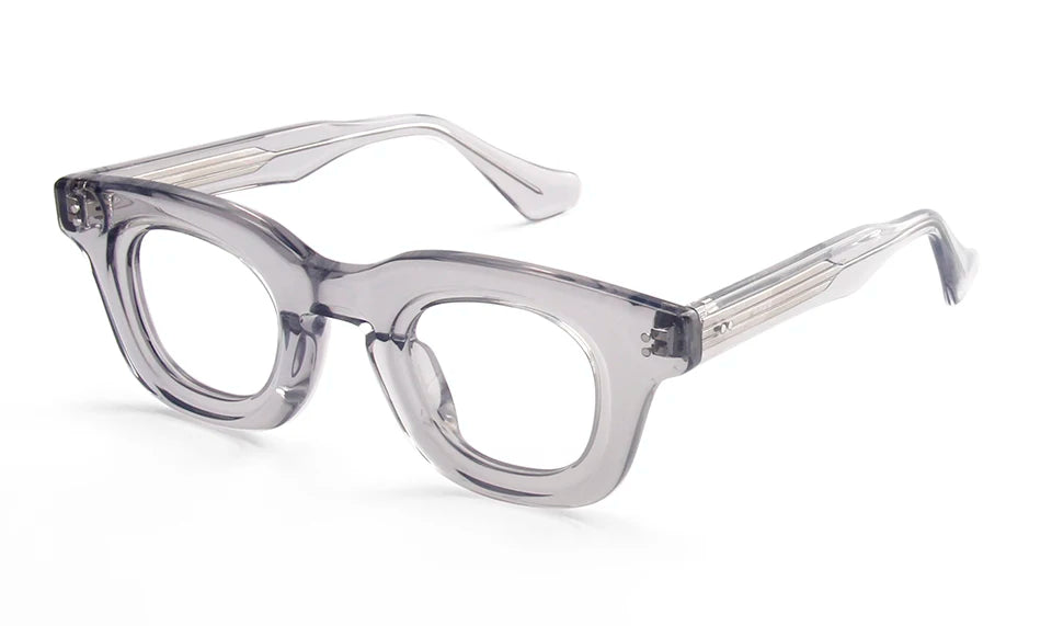 Esnbie Unisex Full Rim Square Scuplted Acetate Eyeglasses 240621