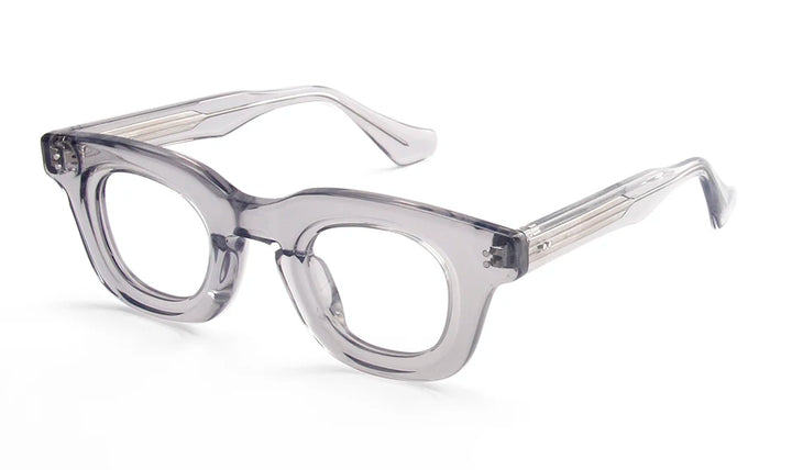 Esnbie Unisex Full Rim Square Thick Scuplted Acetate Eyeglasses 240621