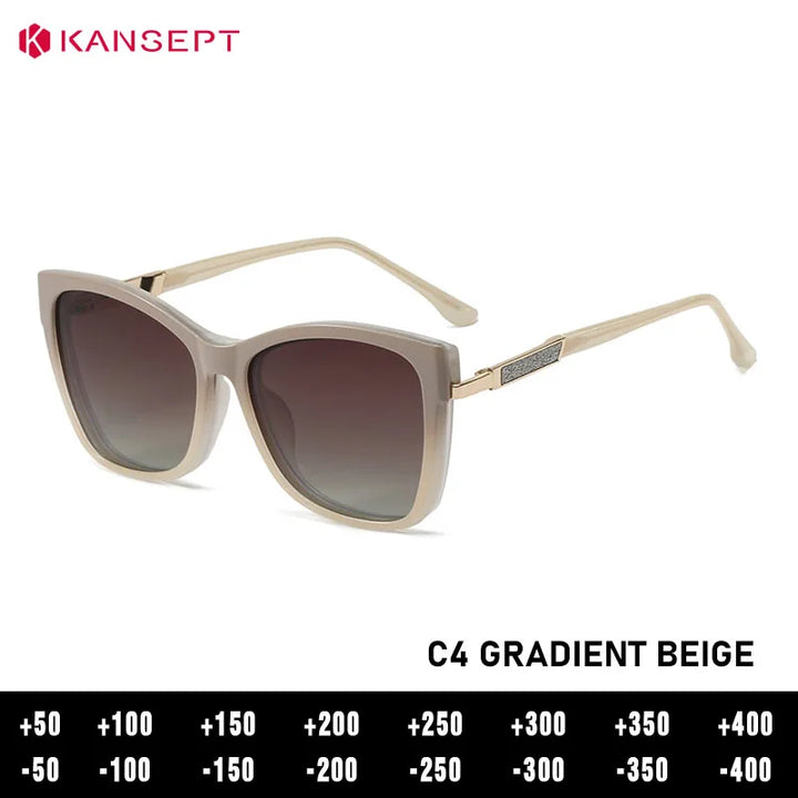 Kansept Women's Full Rim Square Tr 90 Alloy Eyeglasses Clip On Sunglasses 786003