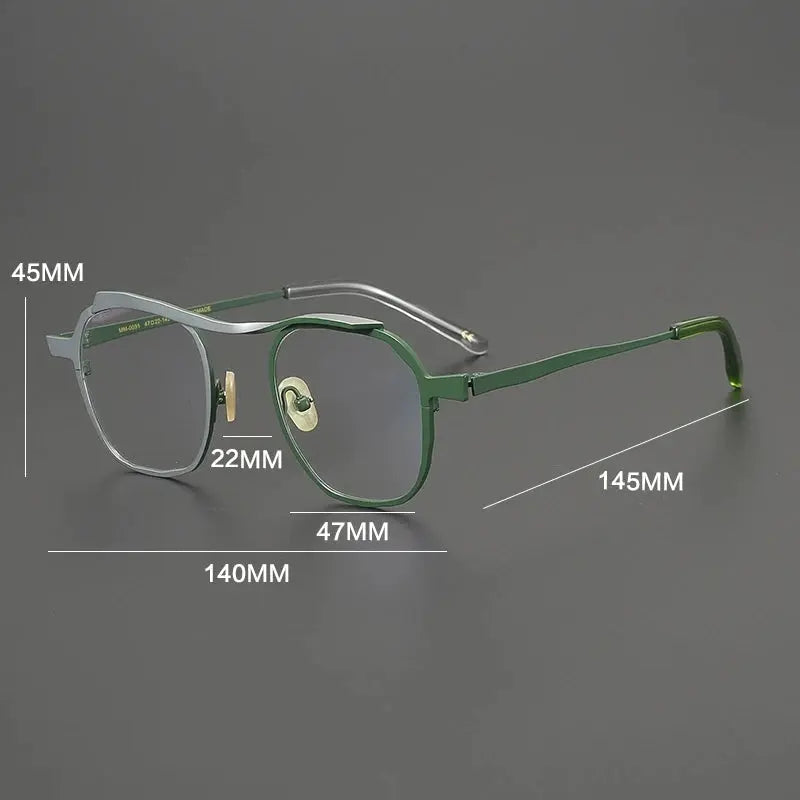 Gatenac Unisex Full Rim Brow Line Square Titanium Eyeglasses 670091 — view 2 | Gatenac at FuzWeb