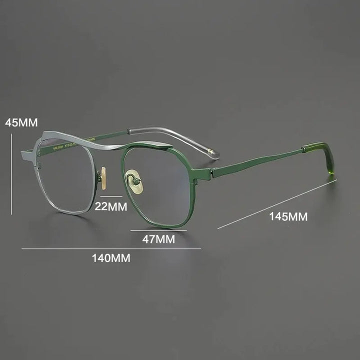 Gatenac Unisex Full Rim Brow Line Square Titanium Eyeglasses 670091 — view 2 | Gatenac at FuzWeb