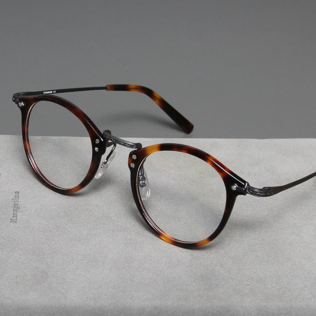 Black Mask Unisex Full Rim Round Titanium Eyeglasses BM-B805
