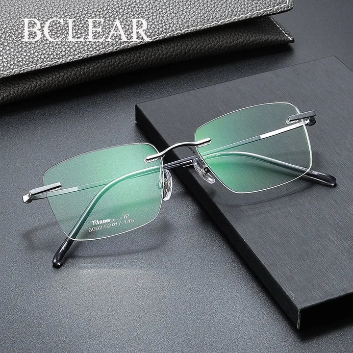 Bclear Women's Rimless Polygon Square Titanium Eyeglasses 60924