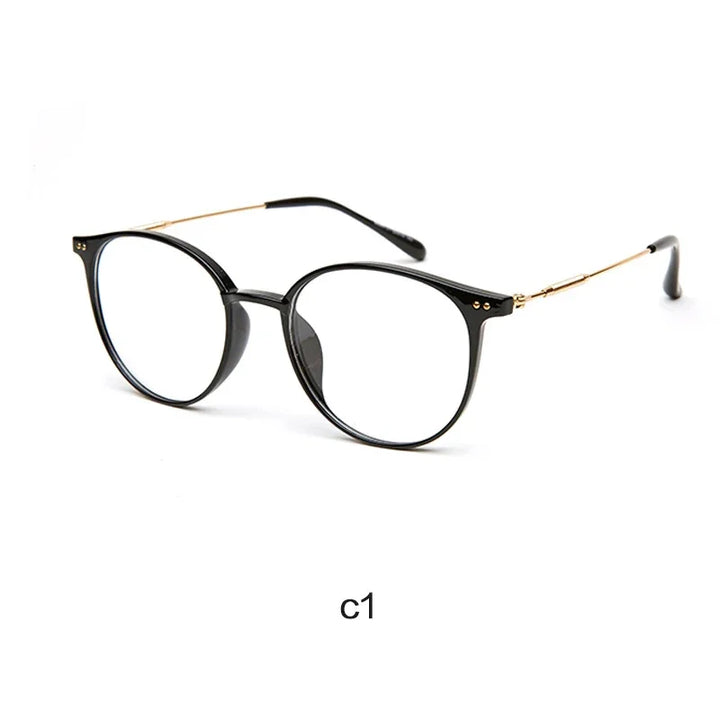 Handoer Unisex Full Rim Round Oval Alloy Acetate Eyeglasses 13819