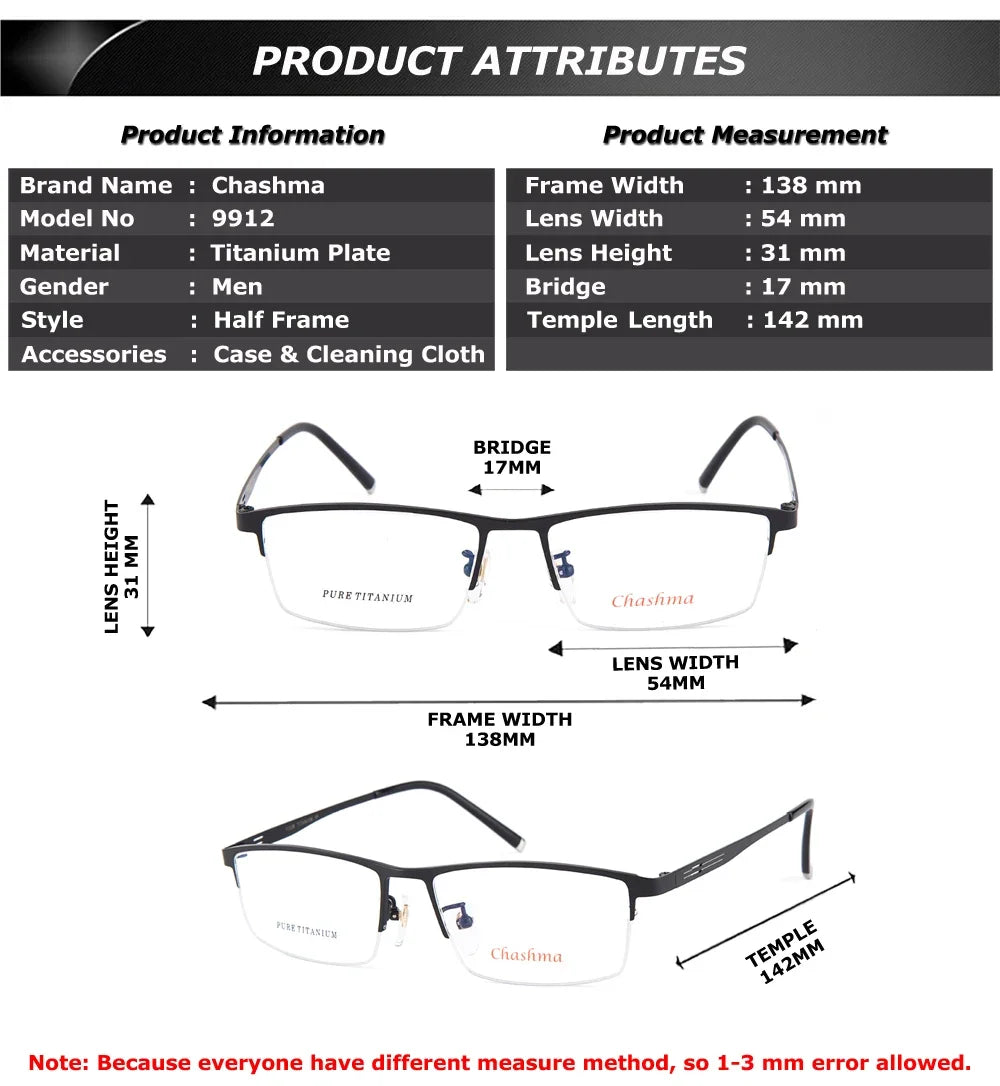 Chashma Ochki Women's Semi Rim Square Titanium Eyeglasses 99124