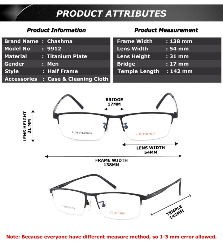 Chashma Ochki Women's Semi Rim Square Titanium Eyeglasses 99124