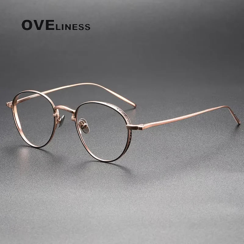 Oveliness Women's Full Rim Oval Square Titanium Eyeglasses 3096 Full Rim Oveliness black rose gold  