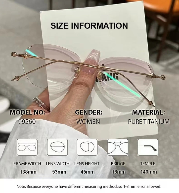 Summer Flower Women's Rimless Oval Butterfly Titanium Eyeglasses 99560