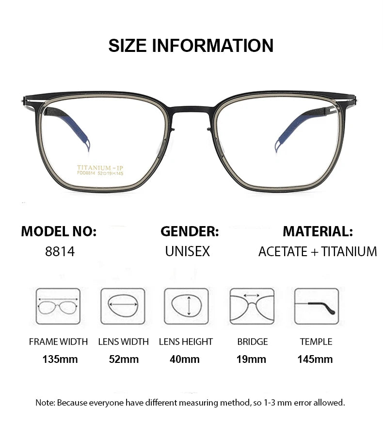 Summer Flower Women's Full Rim Square Acetate Titanium Eyeglasses 88814 Full Rim Summer Flower