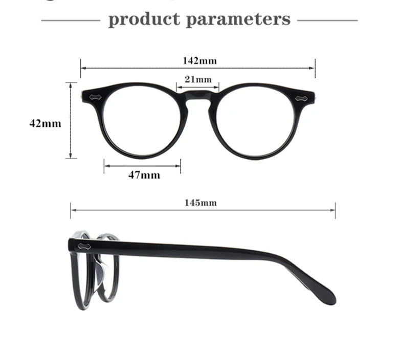 Black Mask Unisex Full Rim Round Acetate Eyeglasses 49505 Full Rim Black Mask