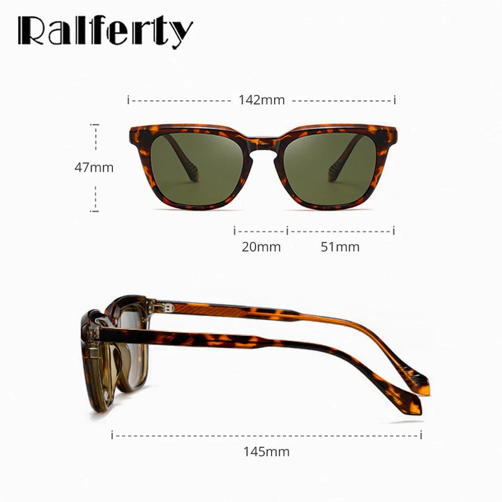 Ralferty Unisex Full Rim Square Acetate Tr 90 Eyeglasses Clip On Sunglasses 534209