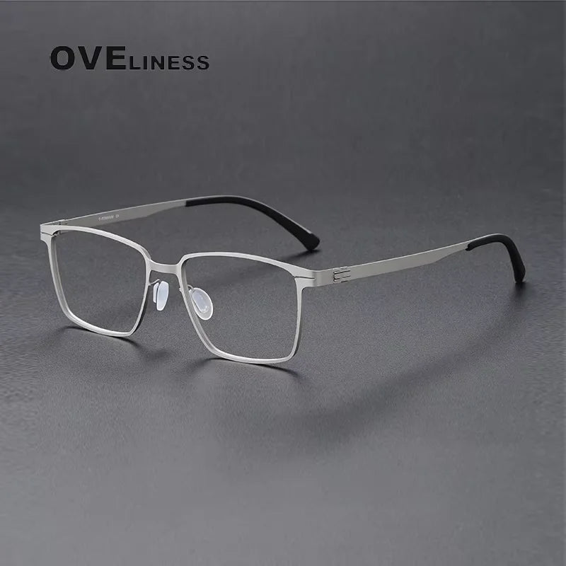 Oveliness Unisex Full Rim Square Titanium Eyeglasses 80995 Full Rim Oveliness silver  