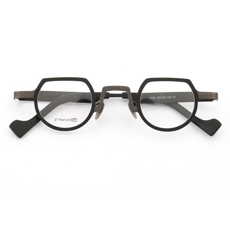 Aror Unisex Full Rim Flat Top Round Titanium Eyeglasses 57020