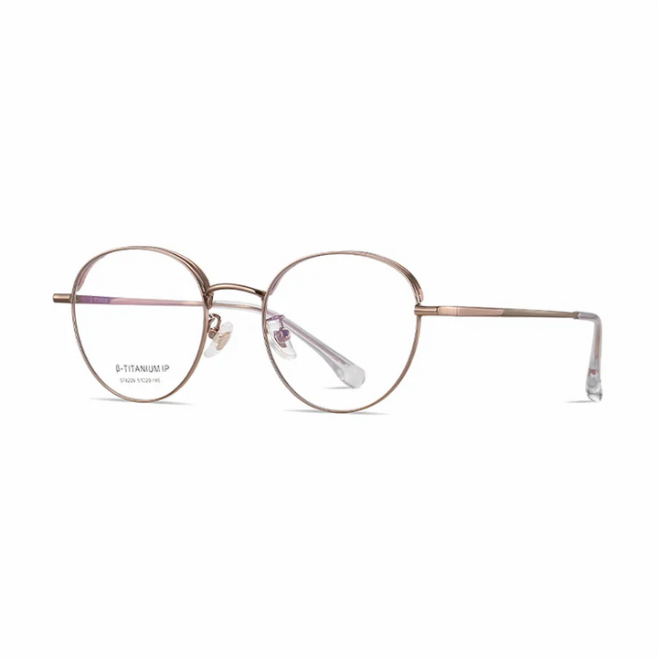 Ralferty Women's Full Rim Oval Titanium Eyeglasses R6226 Full Rim Ralferty C2 RoseGold CHINA 