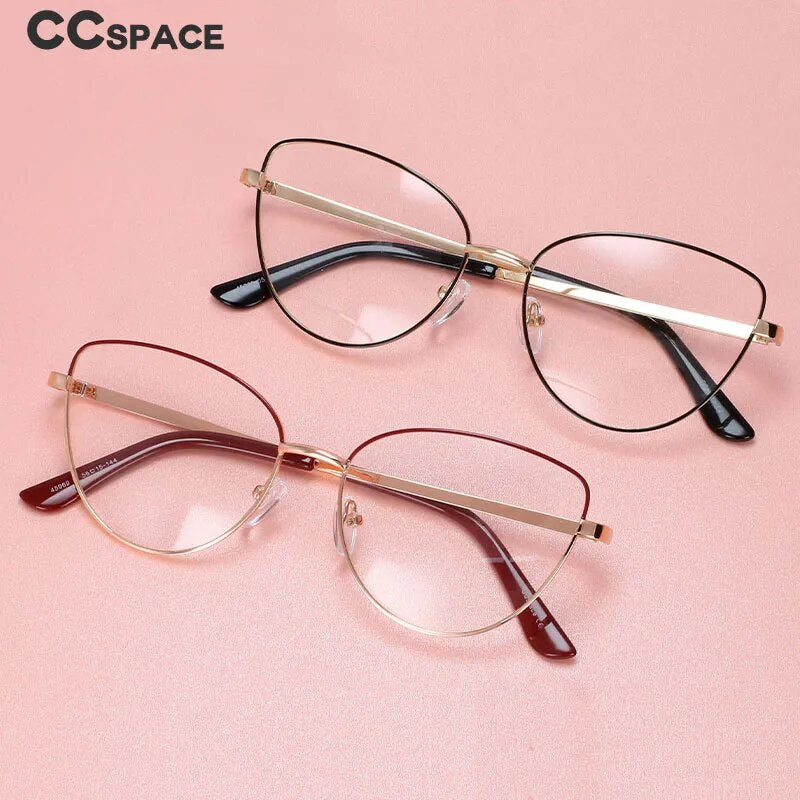 CCspace Women's Full Rim Cat Eye Acetate Alloy Hyperopic Reading Glasses R45969 Reading Glasses CCspace   