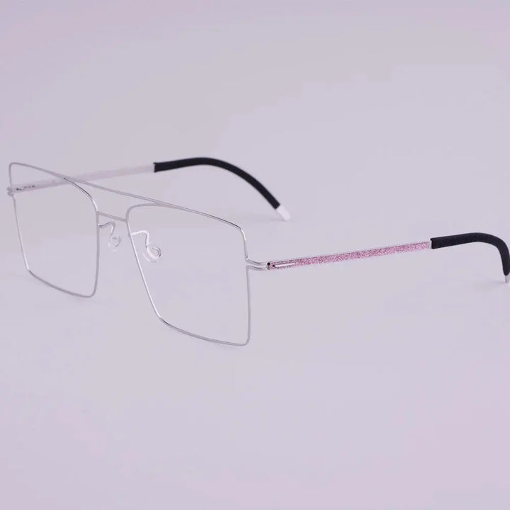 Bobbie 476753 Men’s 146mm Full Rim Square Double Bridge Titanium Frames FuzWeb