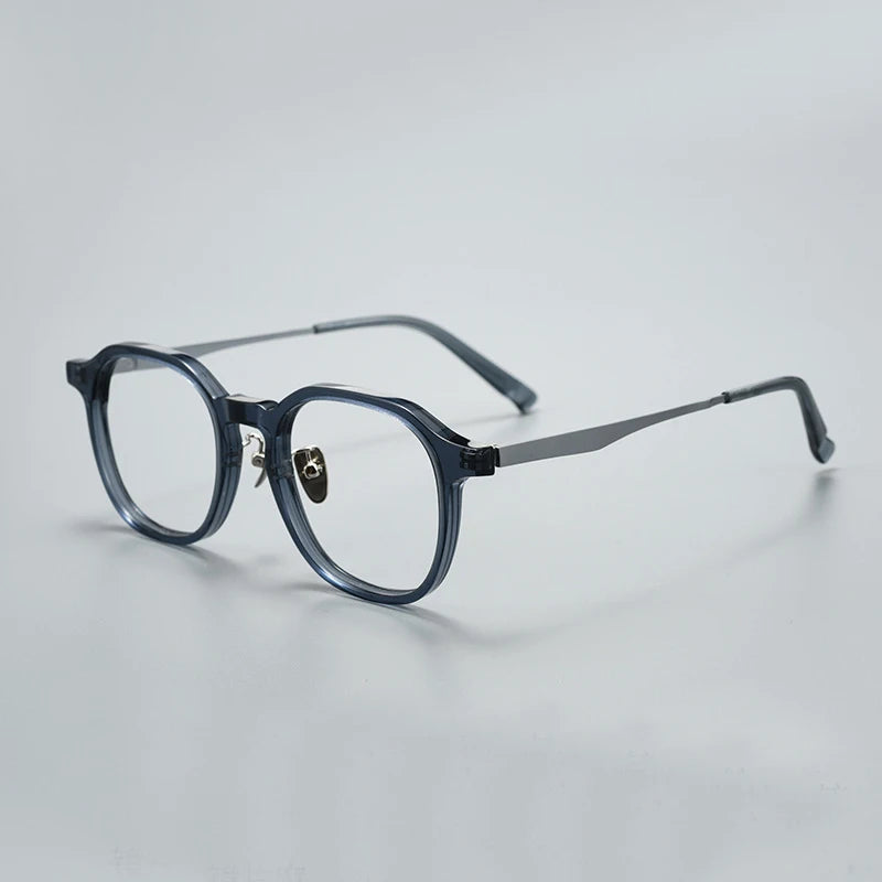 Black Mask Unisex Full Rim Square Titanium Acetate Eyeglasses 396574