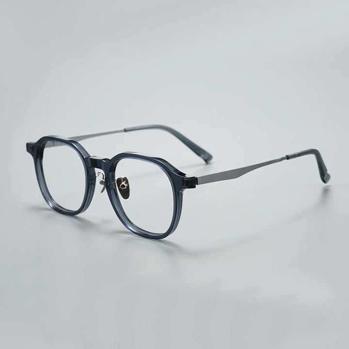 Black Mask Unisex Full Rim Square Titanium Acetate Eyeglasses 396574