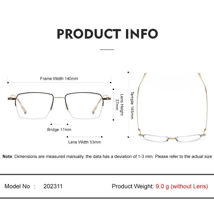 Chashma Unisex Semi Rim Square Titanium Eyeglasses 402311 Semi Rim Chashma   