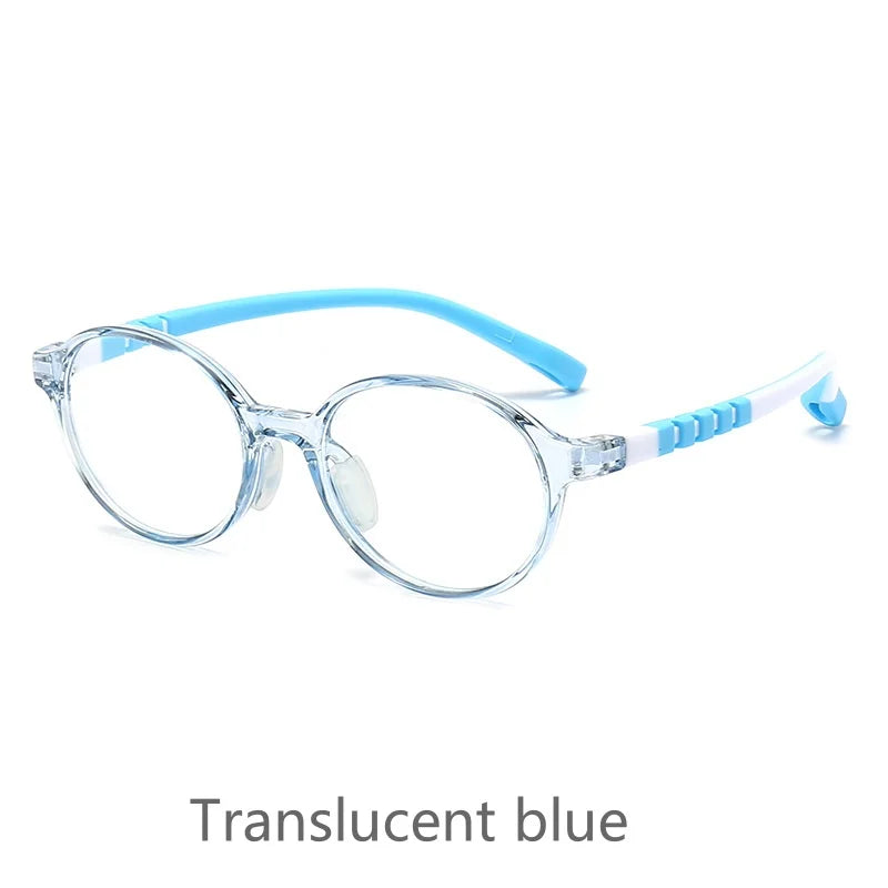 KatKani Unisex Children's Full Rim  Round Tr 90 Eyeglasses D108 Full Rim KatKani Eyeglasses Translucent blue  