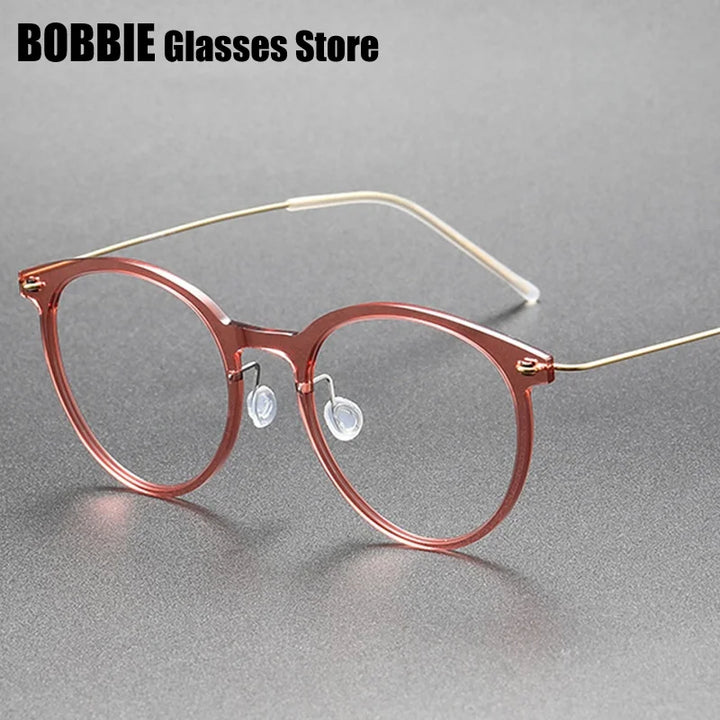 Bobbie Women's Full Rim Round Acetate Titanium Eyeglasses 696537